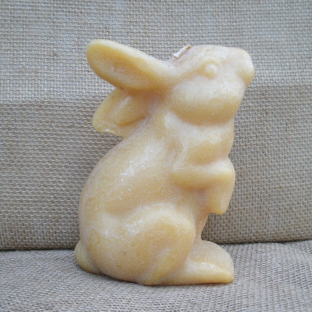 Vintage Handmade Beeswax Sitting Rabbit Bunny Candle